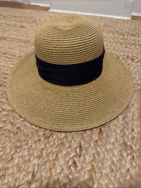 Toucan Straw Sun Hat with Navy  Band